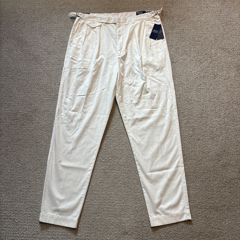Polo Ralph Lauren Relaxed Fit Pleated Twill Pants Classics White 38/34 $228